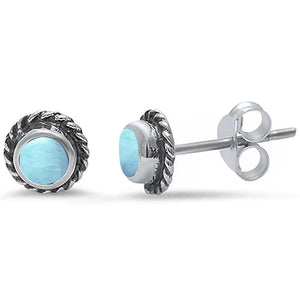 Natural Larimar Stud Earrings