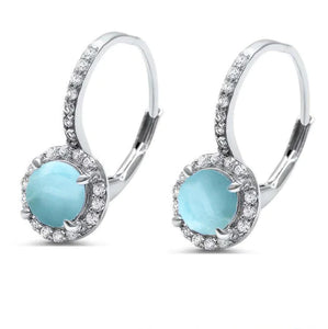 Round Natural Larimar Earring
