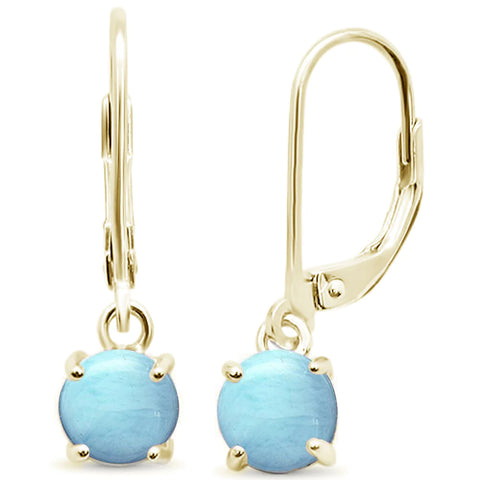 Yellow Gold Plated Larimar Lever Back Earrings