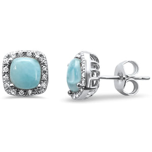 Natural Larimar Cushion Shape Earrings
