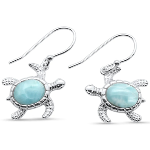Natural Larimar Turtles Drop Dangle Earrings