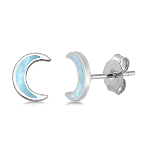 Natural Larimar Half Moon Earrings