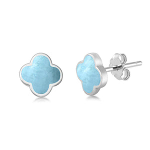 Larimar Clover Flower Earrings