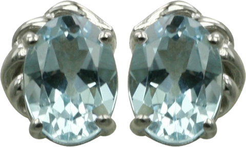 OVAL SHAPE AQUAMARINE EARRING