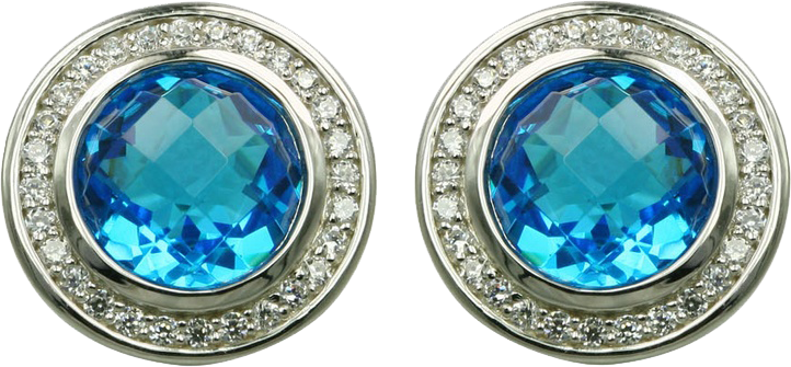 ROUND SHAPE BLUE TOPAZ EARRING