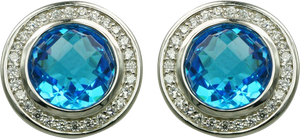 ROUND SHAPE BLUE TOPAZ EARRING