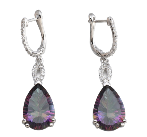 PEAR SHAPE CARIBBEAN TOPAZ EARRING