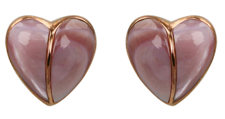PINK MOTHER OF PEARL HEART SHAPE STUDS