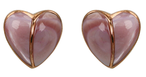 PINK MOTHER OF PEARL HEART SHAPE STUDS