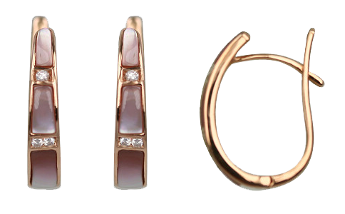 PINK MOTHER OF PEARL INLAY EARRING