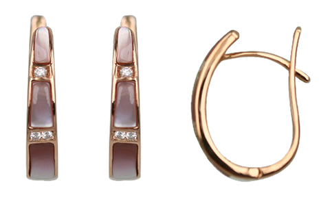 PINK MOTHER OF PEARL INLAY EARRING