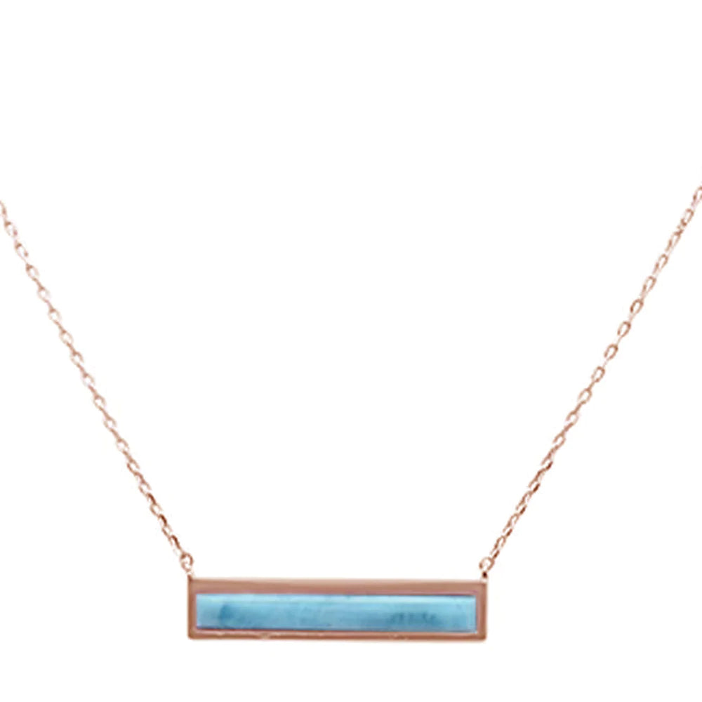 Rose Gold Plated Bar Natural Larimar Necklace