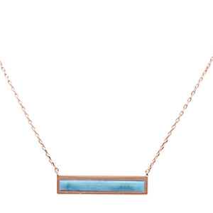 Rose Gold Plated Bar Natural Larimar Necklace