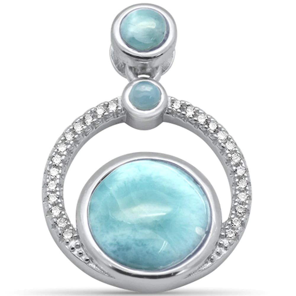 Round Natural Larimar Pendant