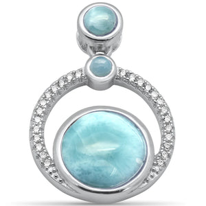 Round Natural Larimar Pendant