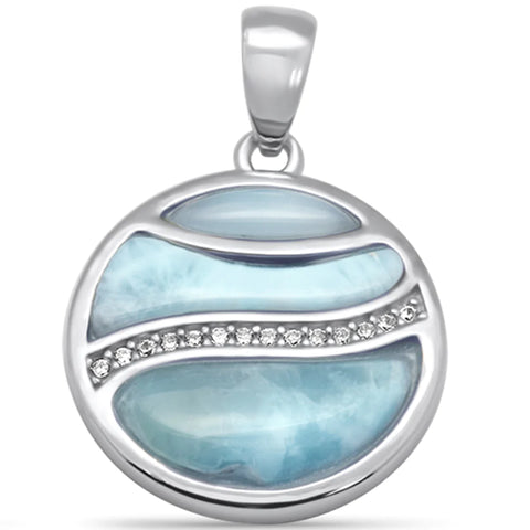 Round Natural Larimar Pendant