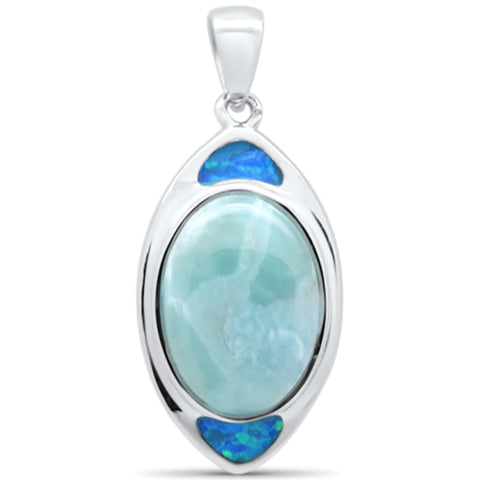 Oval Shaped Natural Larimar Pendant