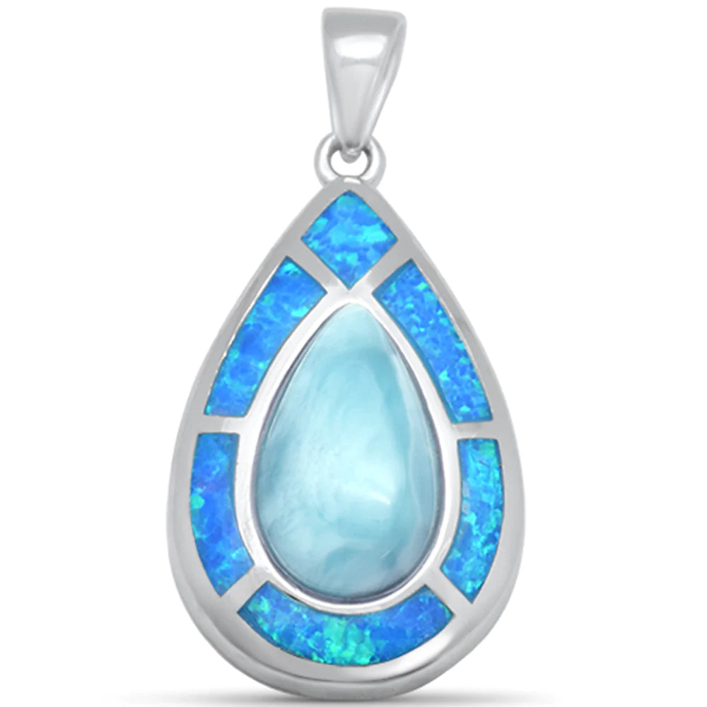 Pear Shaped Natural Larimar Pendant