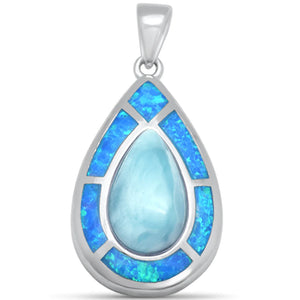 Pear Shaped Natural Larimar Pendant