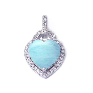Natural Larimar Heart Pendant