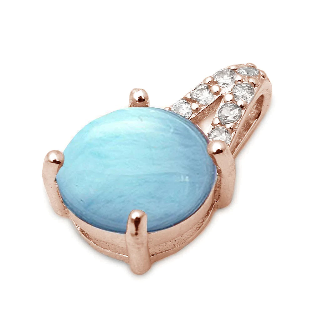 Rose Gold Plated Larimar Pendant