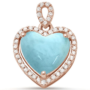Rose Gold Plated Natural Larimar Pendant
