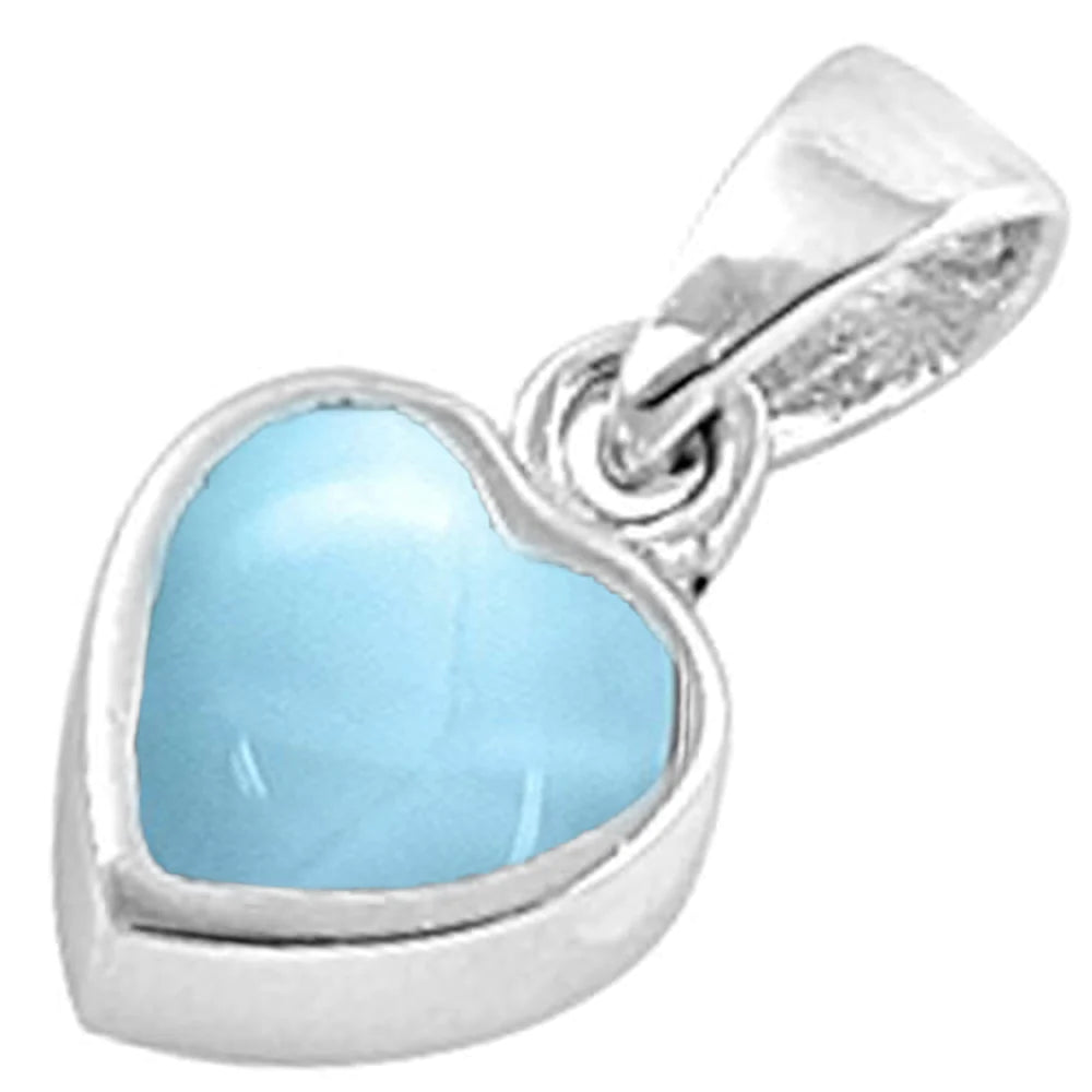 Natural Larimar Cute Heart Pendant