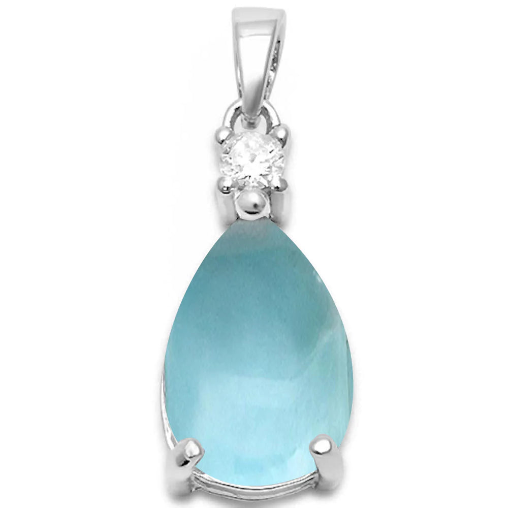 Pear Shape Natural Larimar Pendant