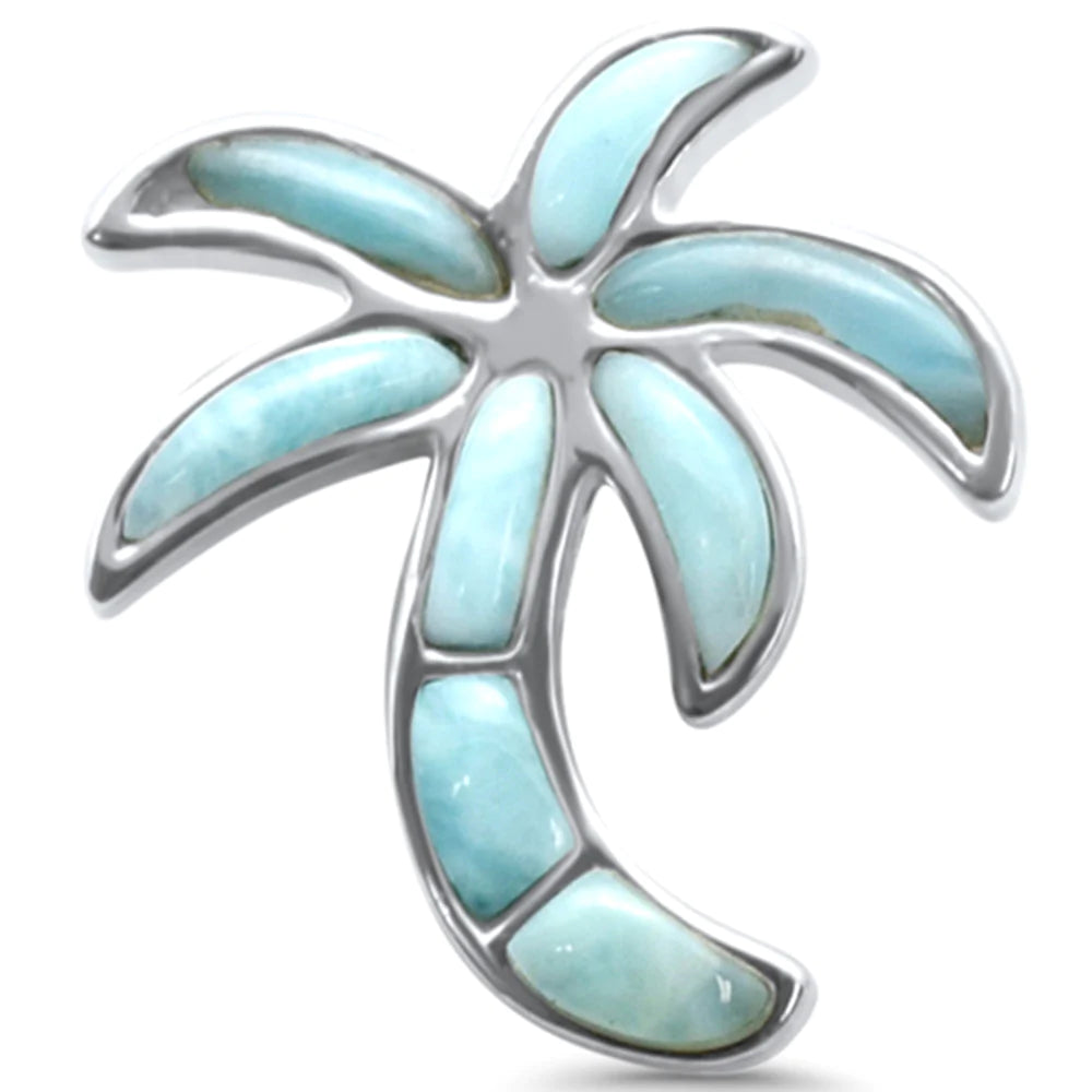 Natural Larimar Palm Tree Pendant
