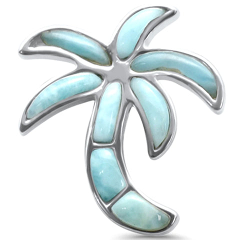 Natural Larimar Palm Tree Pendant