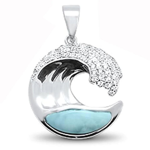 Natural Larimar Wave Design Pendant