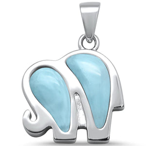 Natural Larimar Elephant Pendant