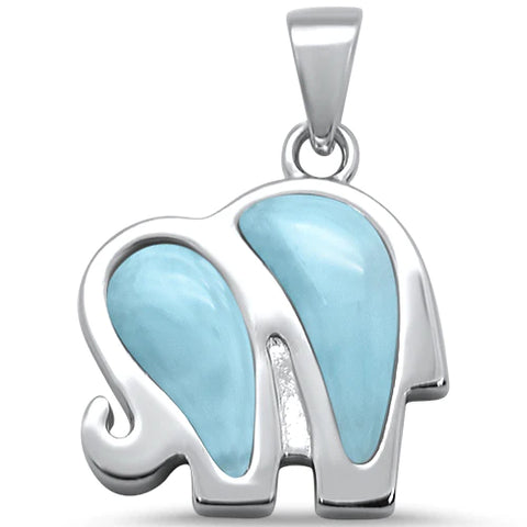 Natural Larimar Elephant Pendant