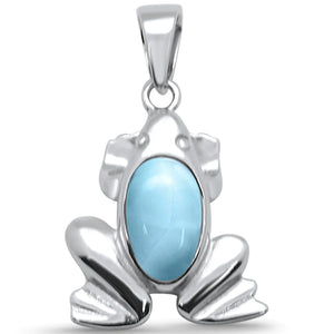 Natural Larimar Frog Pendant