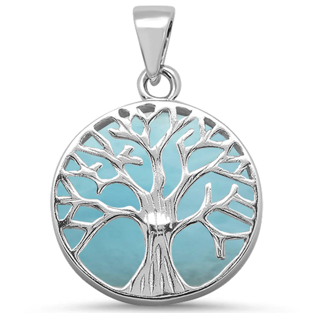 Natural Larimar Tree Of Life Design Pendant