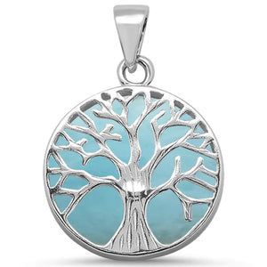 Natural Larimar Tree Of Life Design Pendant