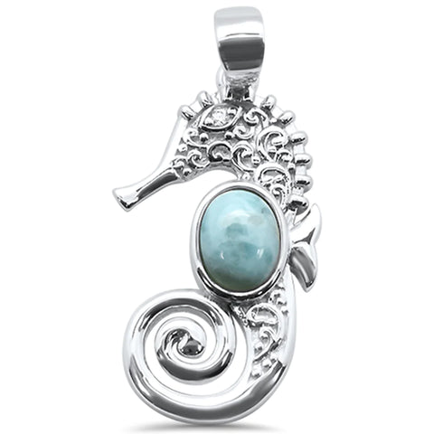Natural Larimar Sea Horse Pendant