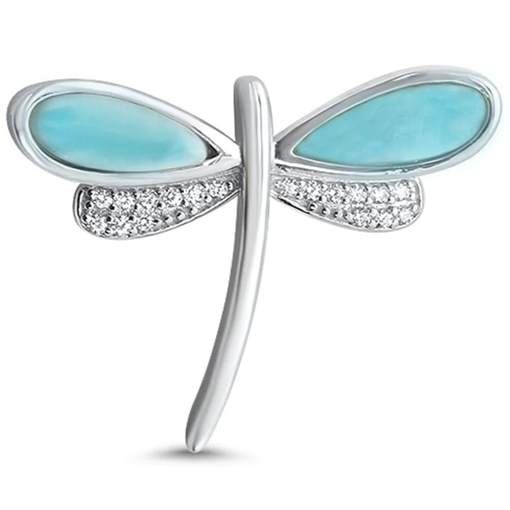 Natural Larimar Dragon fly Pendant