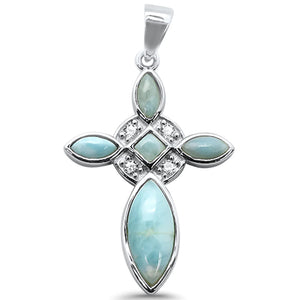 Natural Larimar Cross Pendant