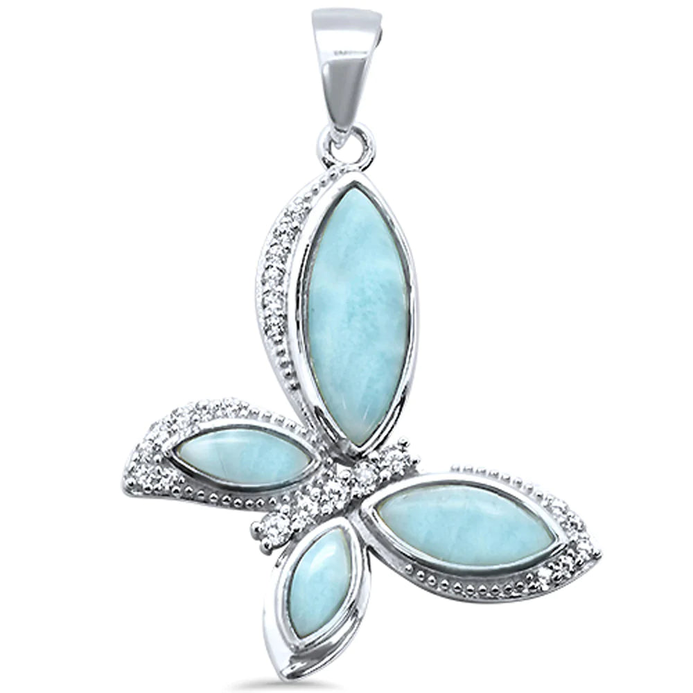 Natural Larimar Butterfly Pendant