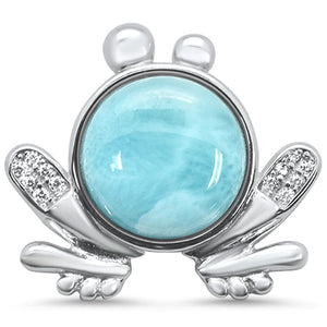 Natural Larimar Frog Pendant