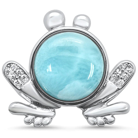 Natural Larimar Frog Pendant