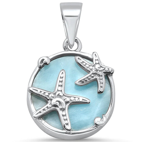 Natural Larimar Starfish Pendant