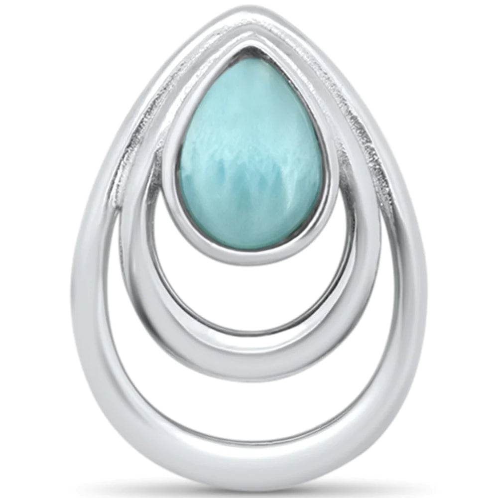 Natural Larimar Pear Shape Slide Pendant