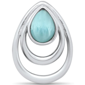 Natural Larimar Pear Shape Slide Pendant