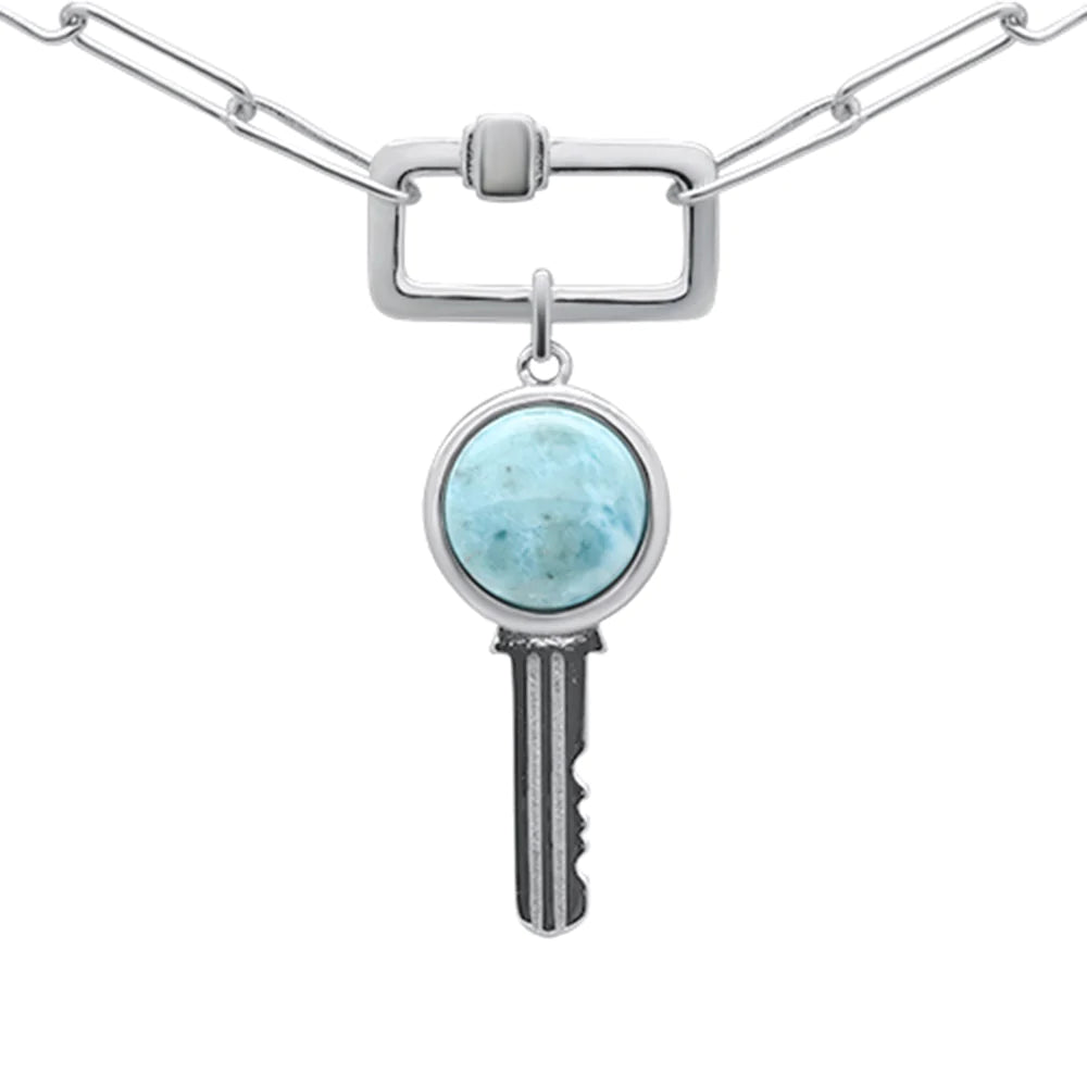 Key Shape Larimar Necklace