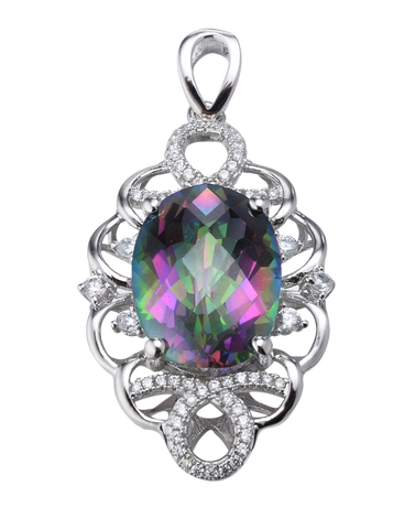 OVAL SHAPE CARIBBEAN TOPAZ PENDANT