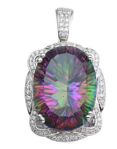 OVAL SHAPE CARIBBEAN TOPAZ PENDANT