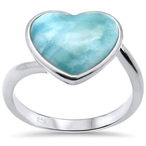 Heart Natural Larimar Ring