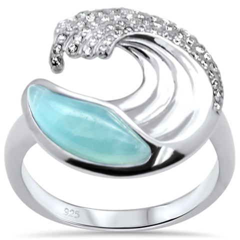 Natural Larimar Wave Design Ring